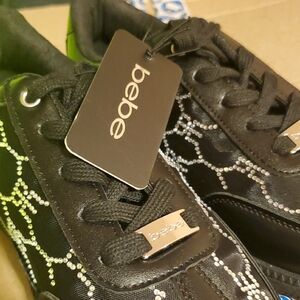 Bebe Black Sneakers with Sparkling Accents